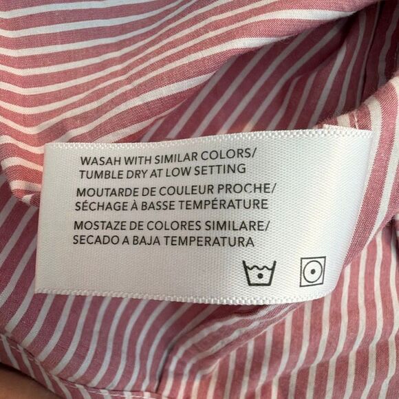 Adriano Goldschmied AG Jean Aiden Classic Button Up Shirt Red White Stripe Cotto - Picture 7 of 7